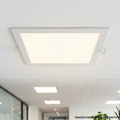 Luminária Painel Led Embutir Quadrado Branco 24W Bivolt 3000K Branco Quente 1920Lm Difusor Poliestireno - Bellalux