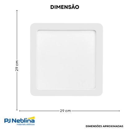 Luminária Painel Led Embutir Quadrado Branco 24W Bivolt 3000K Branco Quente 1920Lm Difusor Poliestireno - Bellalux